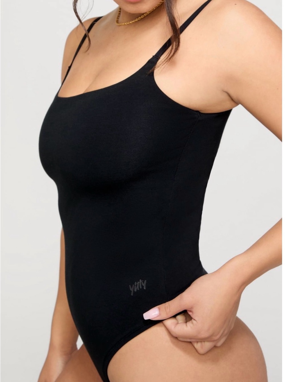 YITTY Black Cotton Seamless Shapewear Thong Bodysuit Large NWOT